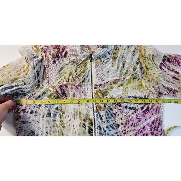 Coldwater creek size 16 semi Sheer full zip shaket EUC colorful career casual + - Picture 7 of 7